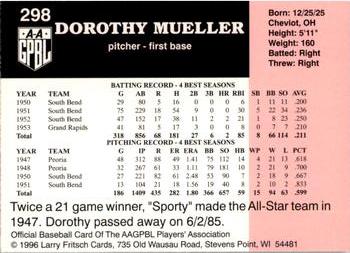 1996 Fritsch AAGPBL Series 2 #298 Dottie Mueller Back