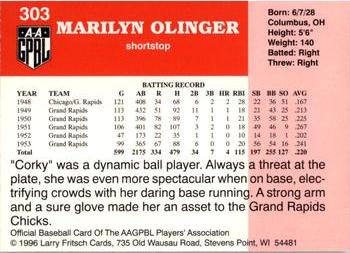 1996 Fritsch AAGPBL Series 2 #303 Marilyn Olinger Back