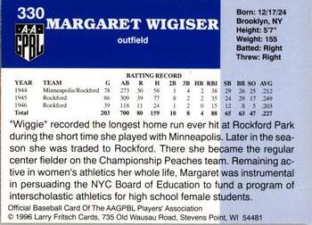 1996 Fritsch AAGPBL Series 2 #330 Margaret Wigiser Back