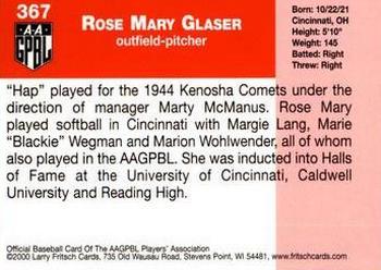 2000 Fritsch AAGPBL Series 3 #367 Rose Mary Glaser Back