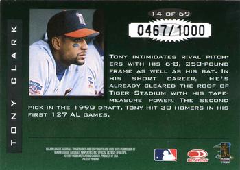 1997 Donruss Limited - Fabric of the Game #14 Tony Clark Back
