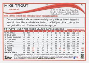 2014 Topps - Red #1 Mike Trout Back