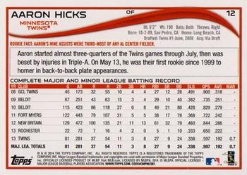 2014 Topps - Red #12 Aaron Hicks Back