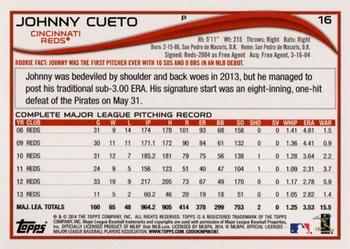 2014 Topps - Red #16 Johnny Cueto Back