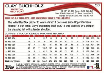 2014 Topps - Red #53 Clay Buchholz Back