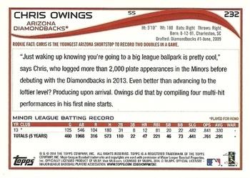 2014 Topps - Red #232 Chris Owings Back