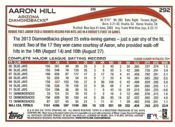 2014 Topps - Red #292 Aaron Hill Back