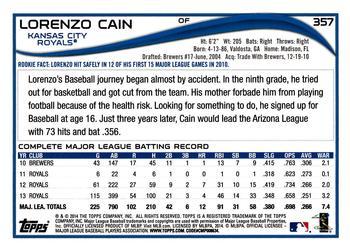 2014 Topps - Red #357 Lorenzo Cain Back