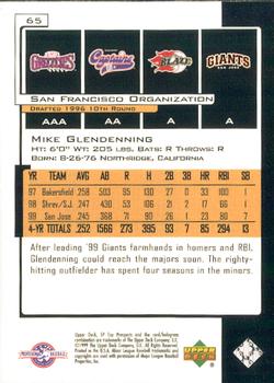 2000 SP Top Prospects #65 Mike Glendenning Back