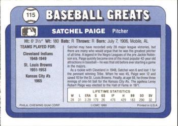 1990 Swell Baseball Greats #115 Satchel Paige Back