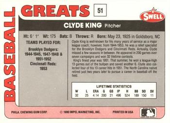 1991 Swell Baseball Greats #51 Clyde King Back