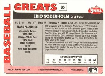 1991 Swell Baseball Greats #85 Eric Soderholm Back