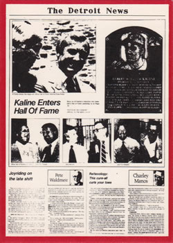 1981 Detroit News Detroit Tigers #100 Al Kaline Enters Hall of Fame Front