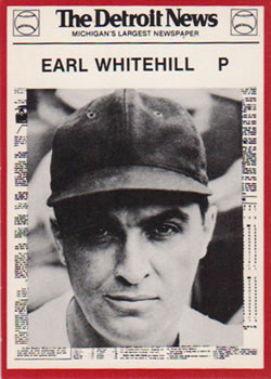 1981 Detroit News Detroit Tigers #31 Earl Whitehill Front