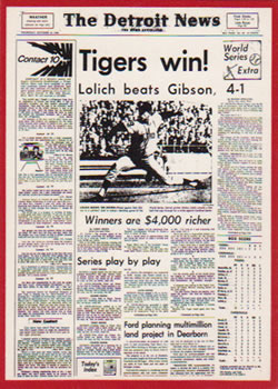 1981 Detroit News Detroit Tigers #37 Tigers Win Front