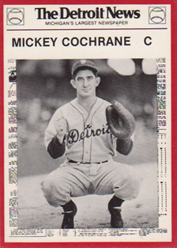 1981 Detroit News Detroit Tigers #3 Mickey Cochrane Front