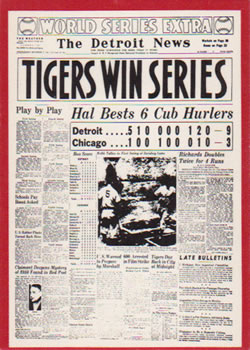 1981 Detroit News Detroit Tigers #45 Tigers Win Series Front