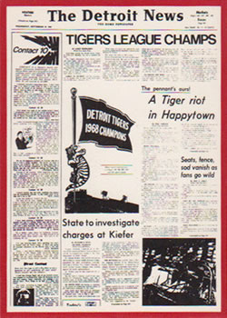 1981 Detroit News Detroit Tigers #63 Tigers League Champs Front