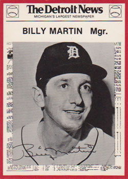 1981 Detroit News Detroit Tigers #67 Billy Martin Front