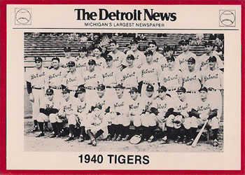 1981 Detroit News Detroit Tigers #98 1940 Tigers Front