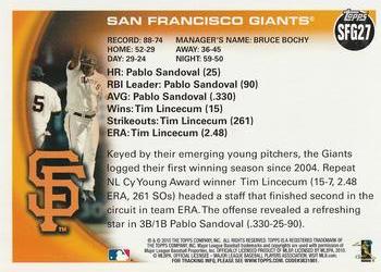 2010 Topps San Francisco Giants World Series Champions #SFG27 Bruce Bochy Back