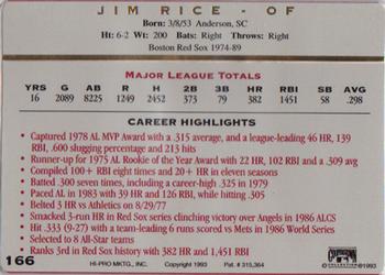 1993 Action Packed All-Star Gallery Series II #166 Jim Rice Back