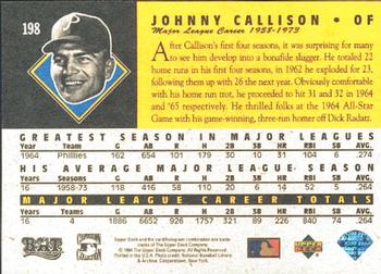 1994 Upper Deck All-Time Heroes #198 Johnny Callison Back