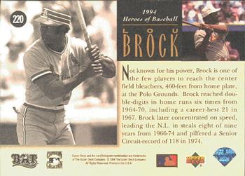 1994 Upper Deck All-Time Heroes #220 Lou Brock Back