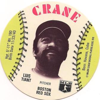 1976 Crane Potato Chips Discs #NNO Luis Tiant Front