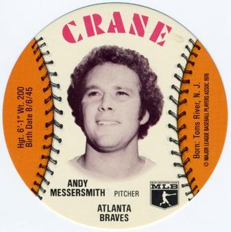 1976 Crane Potato Chips Discs #NNO Andy Messersmith Front