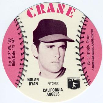 1976 Crane Potato Chips Discs #NNO Nolan Ryan Front