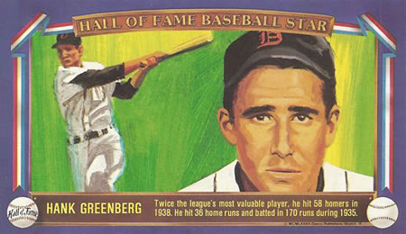 1982 Davco Hall of Fame Baseball Stars #11 Hank Greenberg Front