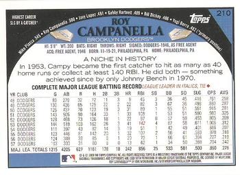 2009 Topps #210 Roy Campanella Back