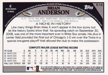 2009 Topps #516 Brian Anderson Back