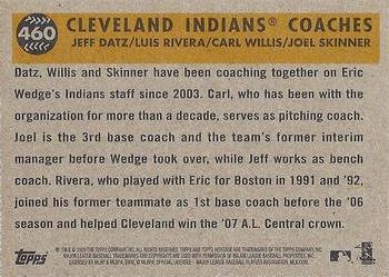 2009 Topps Heritage #460 Cleveland Indians Coaches (Jeff Datz / Luis Rivera / Carl Willis / Joel Skinner) Back