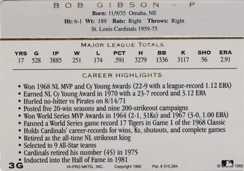 1993 Action Packed All-Star Gallery Series I - Gold #3G Bob Gibson Back
