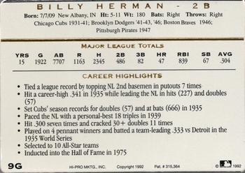 1993 Action Packed All-Star Gallery Series I - Gold #9G Billy Herman Back