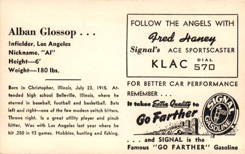 1947 Signal Oil #NNO Al Glossop Back
