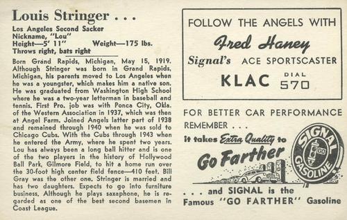 1947 Signal Oil #NNO Lou Stringer Back