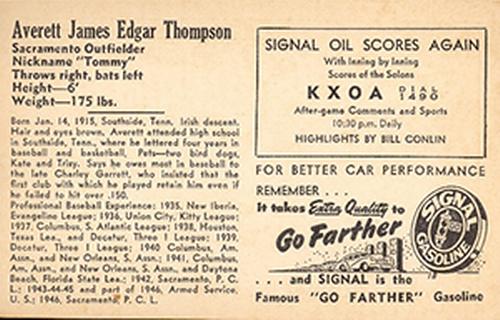 1947 Signal Oil #NNO Averett Thompson Back