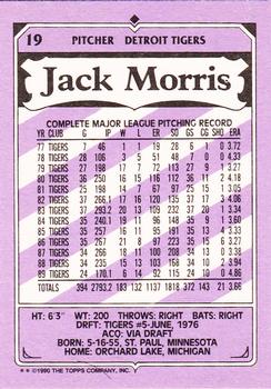 1990 Topps Kay-Bee Kings of Baseball #19 Jack Morris Back