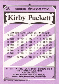1990 Topps Kay-Bee Kings of Baseball #23 Kirby Puckett Back