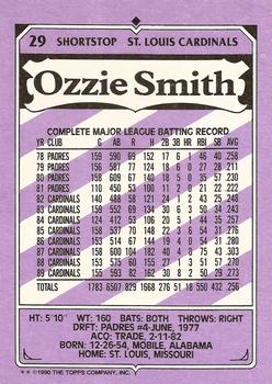 1990 Topps Kay-Bee Kings of Baseball #29 Ozzie Smith Back