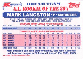 1989 Topps Kmart Dream Team #21 Mark Langston Back