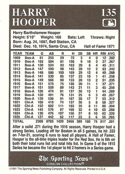 1991 Conlon Collection TSN #135 Harry Hooper Back