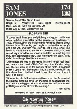 1991 Conlon Collection TSN #174 Sam Jones Back