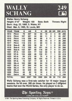 1991 Conlon Collection TSN #249 Wally Schang Back