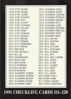 1991 Conlon Collection TSN #329 1991 Checklist: 111-220 Front