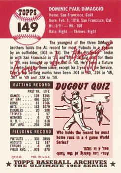 1991 Topps Archives 1953 #149 Dom DiMaggio Back