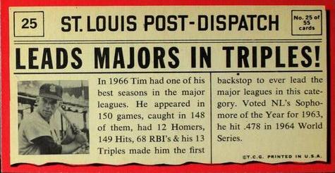 1971 Topps Greatest Moments #25 Tim McCarver Back